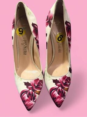 Palter DeLiso Fancy Floral Silk Pumps Heels Ivory Fuchsia Size 39/ US 8.5